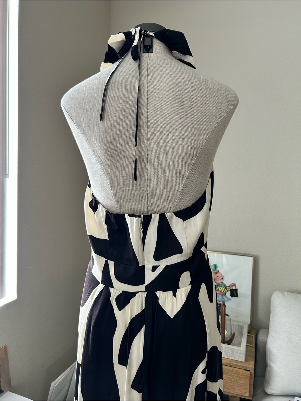 Banana Republic Dress Maxi Neck Tie Black And White Size 10 - Picture 4 of 12